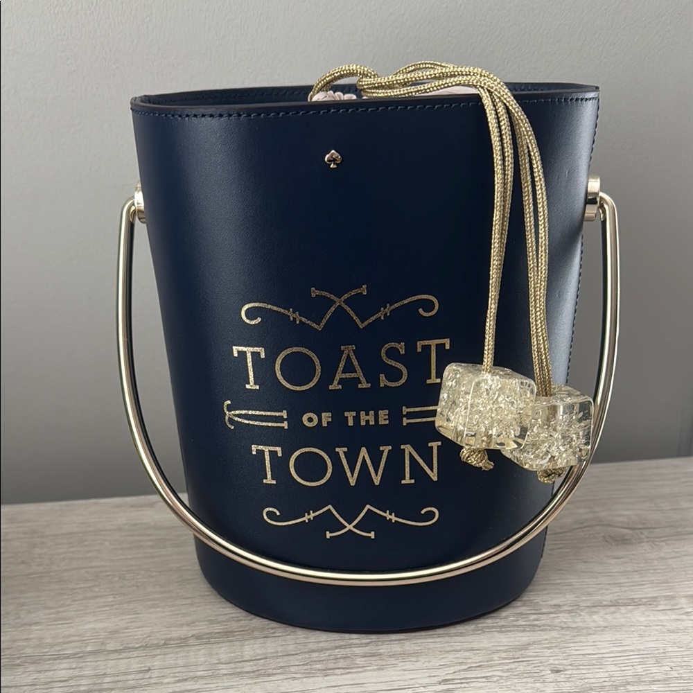 Brand new! Navy Bucket Bag with Gold Accents